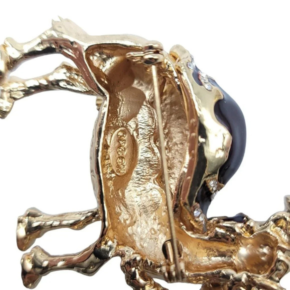 Large OPC Cn Camel Enamel Rhinestone Brooch Pin 1990s Vintage High Quality - Picture 4 of 4